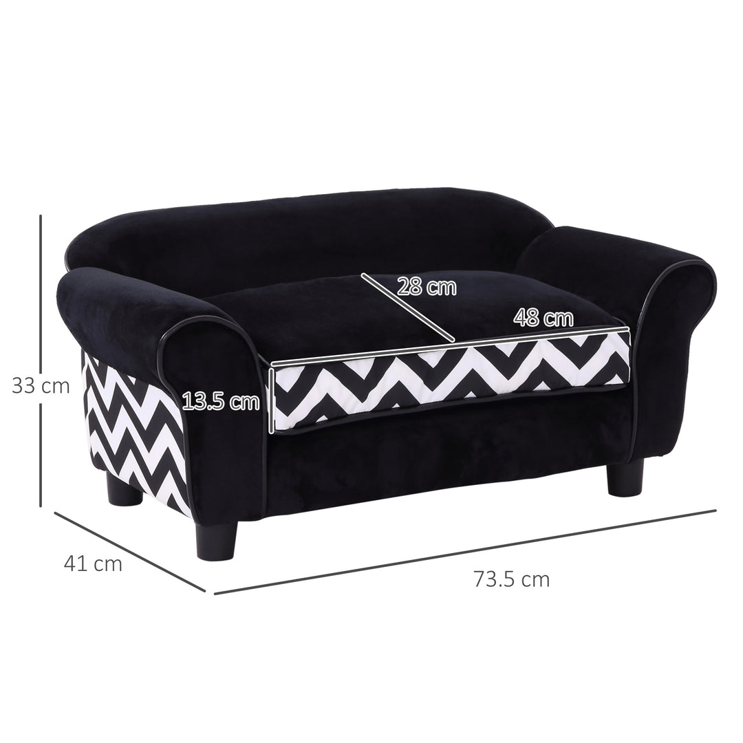 PawHut Dog Sofa Bed for XS-Sized Dogs, Pet Sofa Cat Sofa with Soft Cushion, Washable Cover, Removable Legs, Wooden Frame - Black