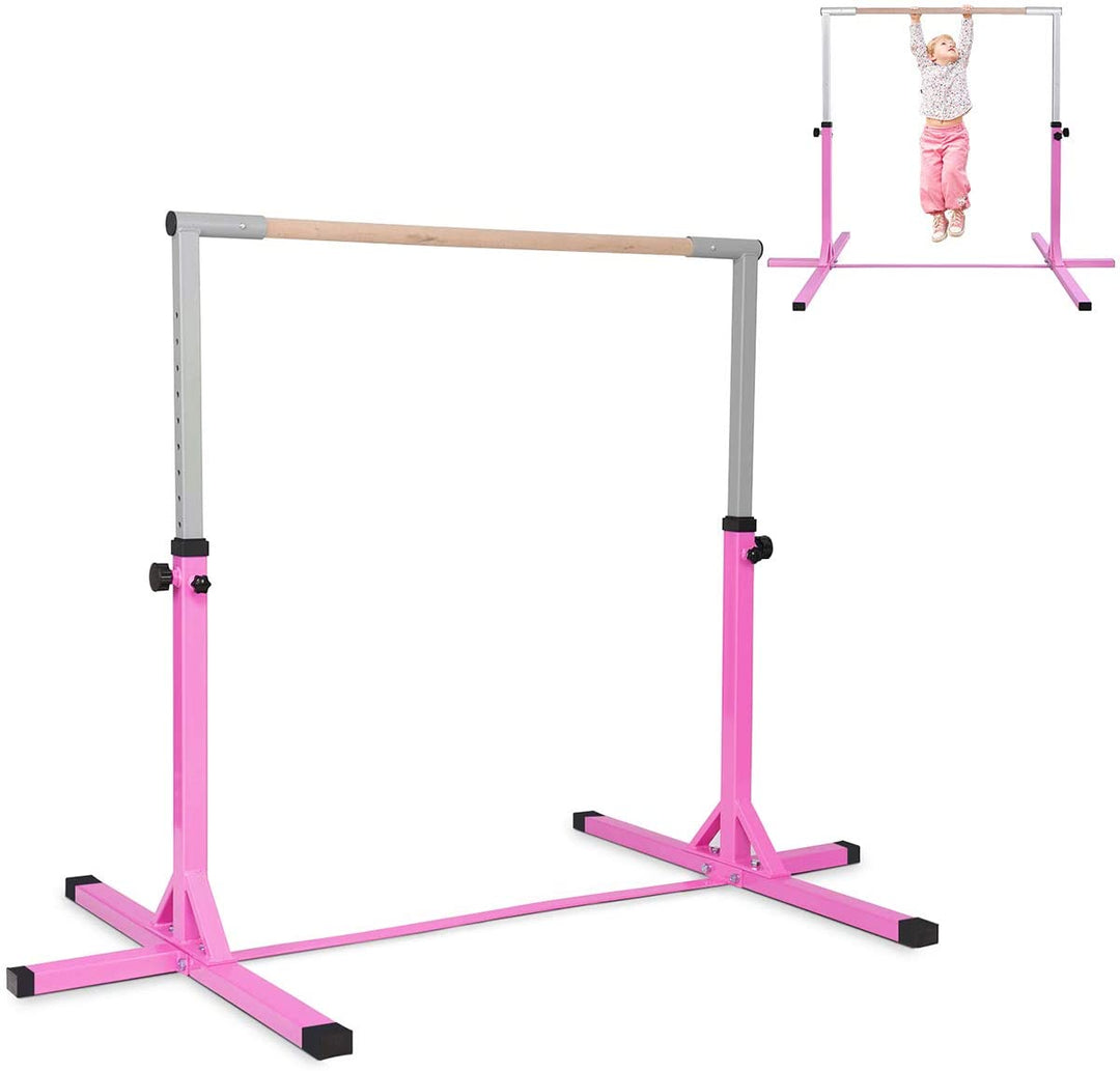 Children's Height Adjustable Gymnastics Training Bar, 90-150cm-Pink