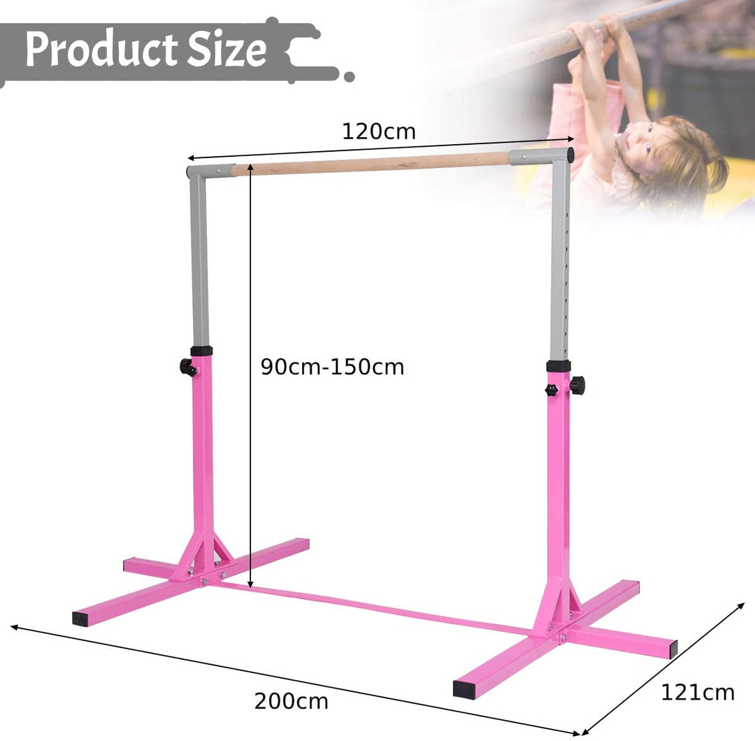 Children's Height Adjustable Gymnastics Training Bar, 90-150cm-Pink