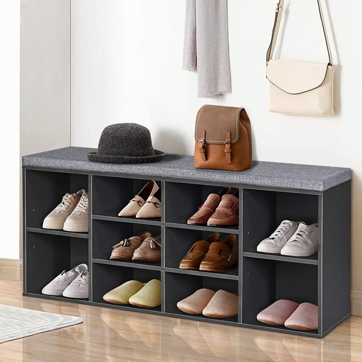 Large Shoe bench / Open Storage Bench-Grey