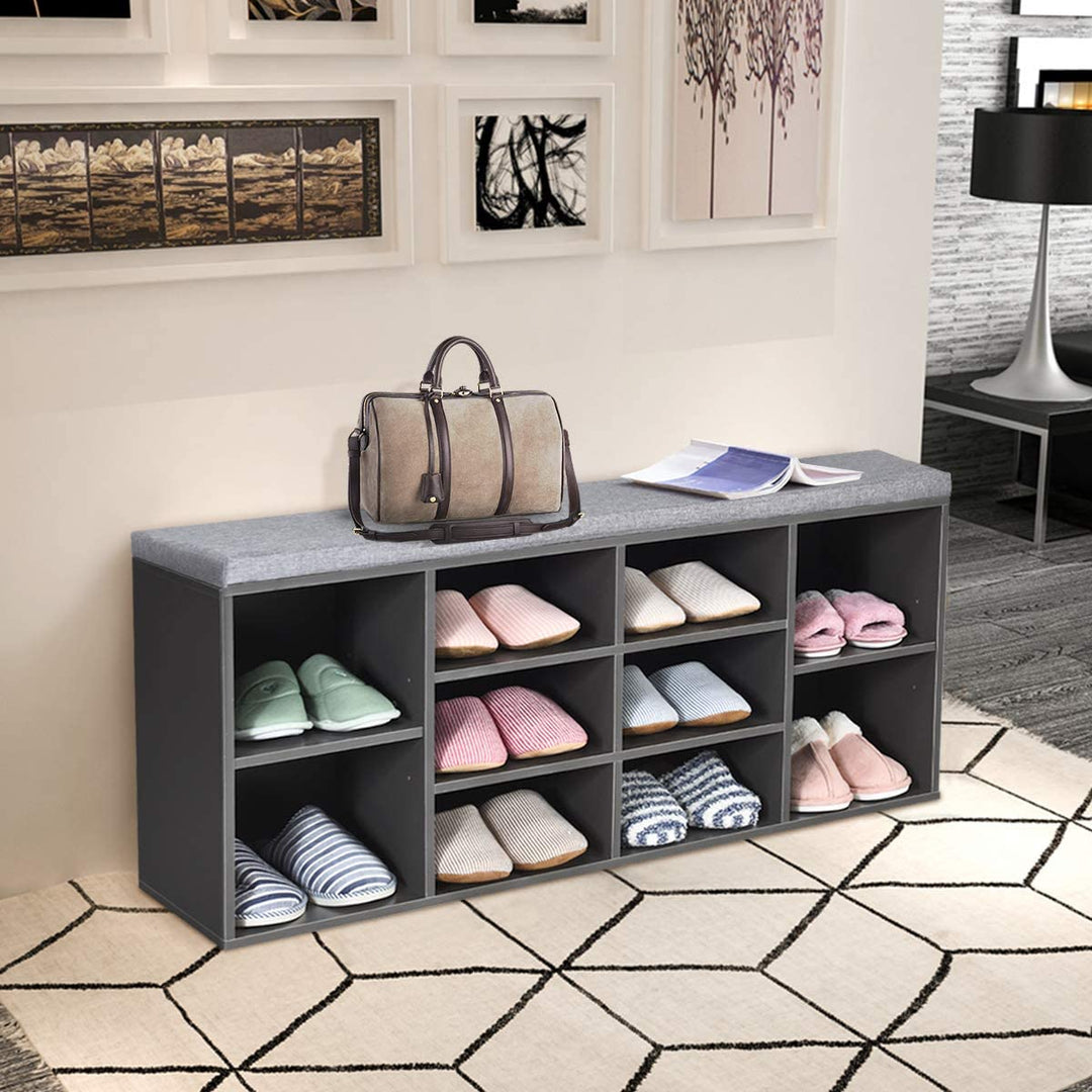 Large Shoe bench / Open Storage Bench-Grey