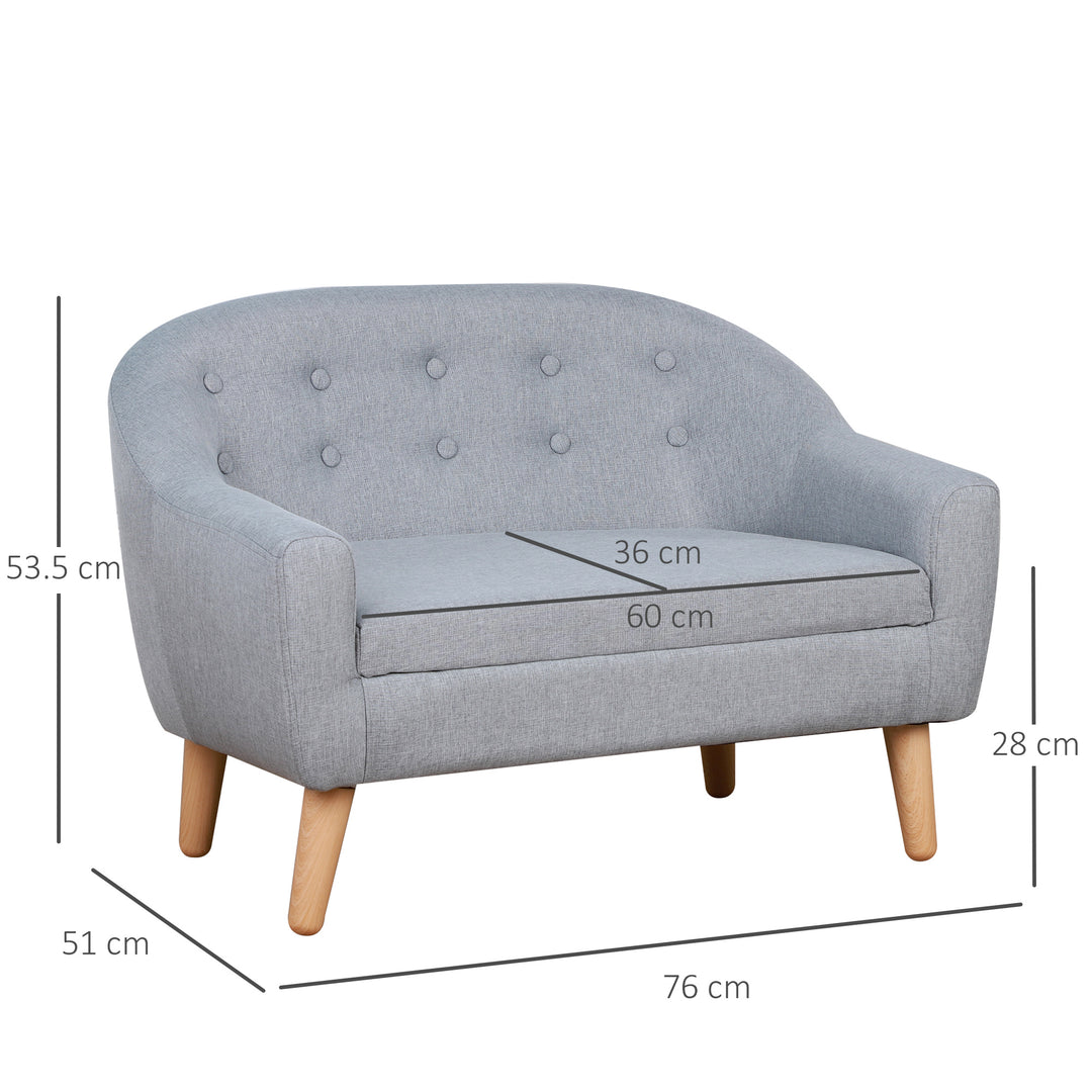 Kids Mini Sofa Children Armchair Seating Chair Bedroom Playroom Furniture Wood Frame Grey