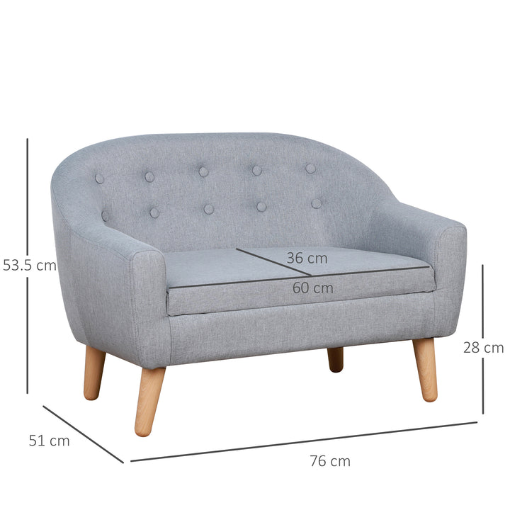Kids Mini Sofa Children Armchair Seating Chair Bedroom Playroom Furniture Wood Frame Grey