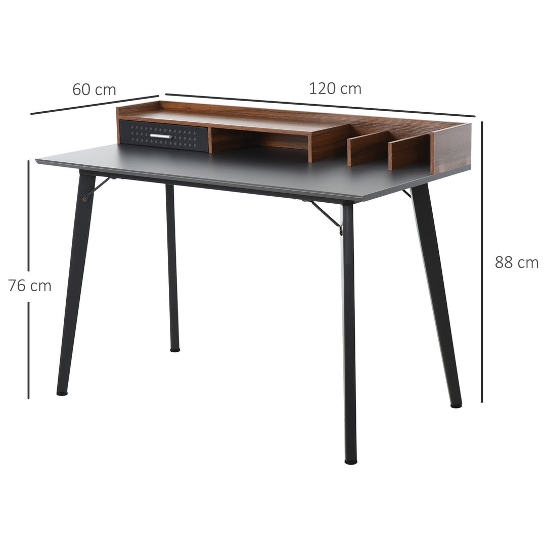 Modern Computer Desk Laptop Writing Table w/Hutch 1 Drawer workstation Home Office Furniture Brown and Black