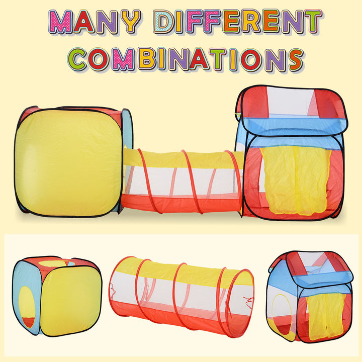 Toddler Polyester 3 in 1 Pop Up House Tent Play Tunnel Multi-Colour