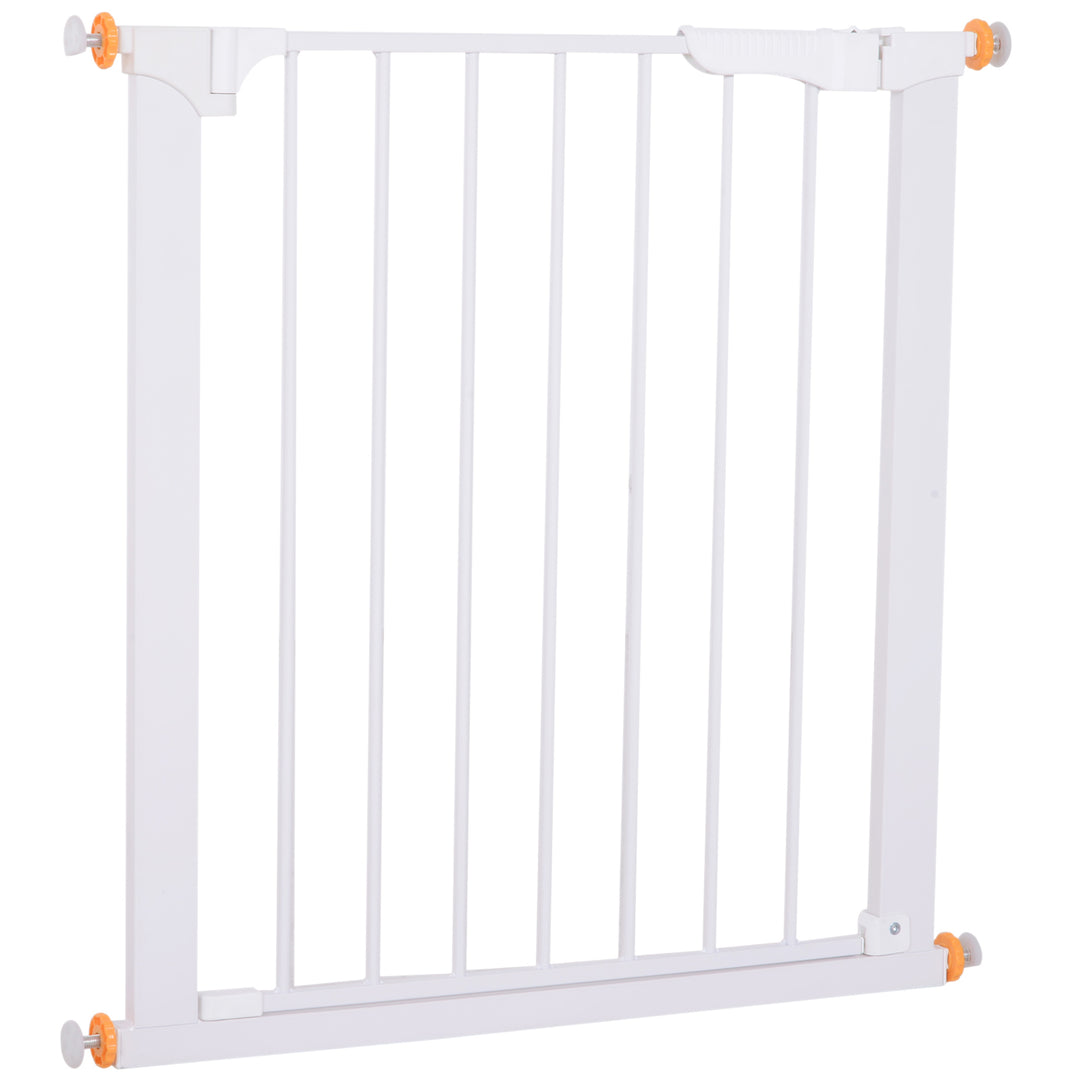 Pet Safety Barrier Gate W/ Iron tube, 74.9H x 73-80W cm-White