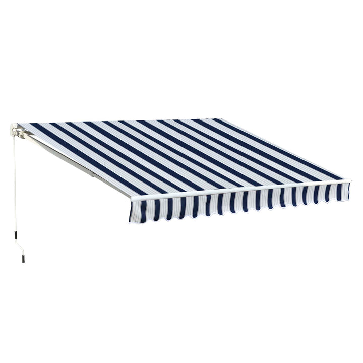 Garden Patio Manual Retractable Awning Canopy Sun Shade Shelter, 3m x 2.5m-Blue/White