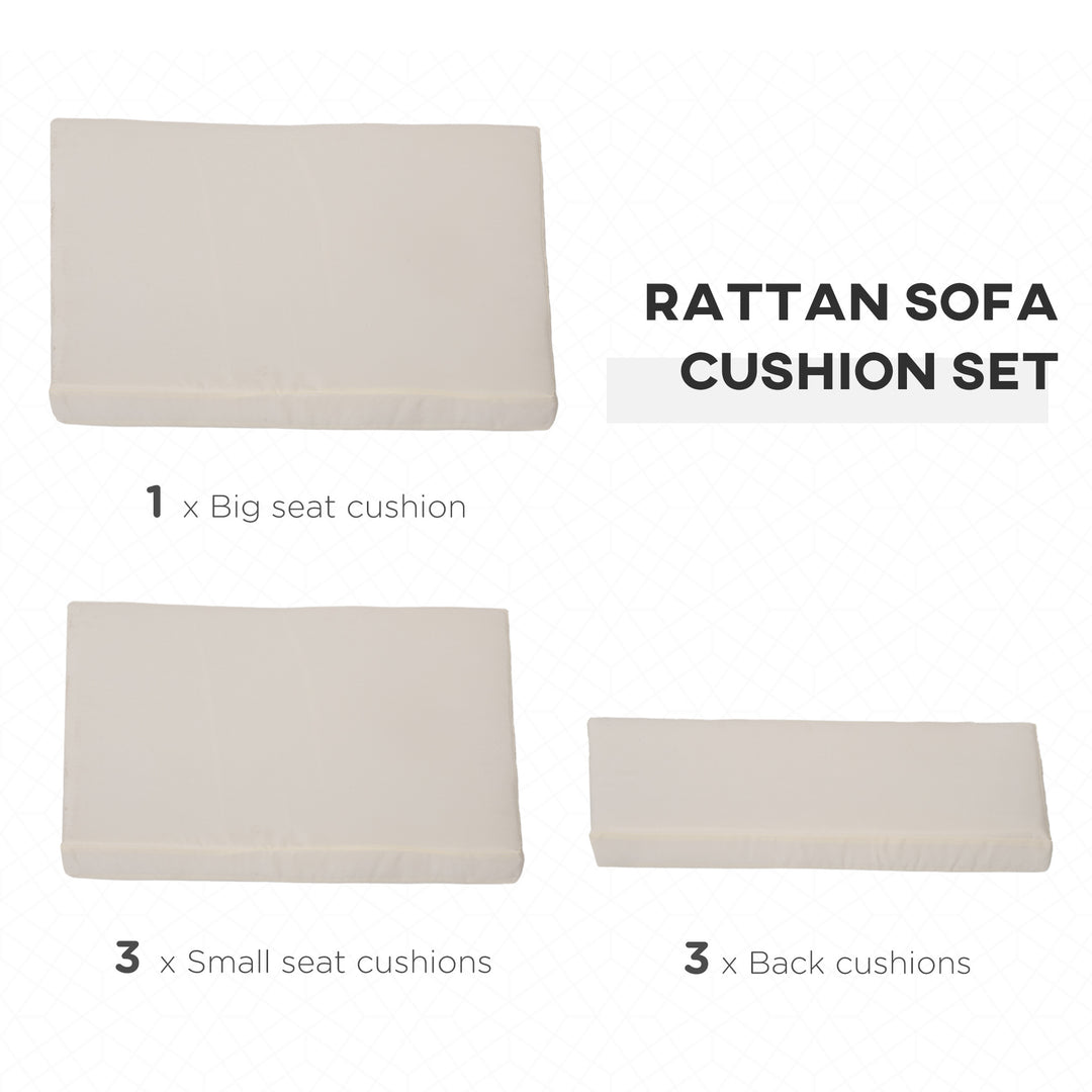 Outsunny Outdoor Cushion Pad Set for Rattan Furniture, 7 Piece Garden Furniture Cushions, Patio Conversation Set Cushions, Lightweight, Cream