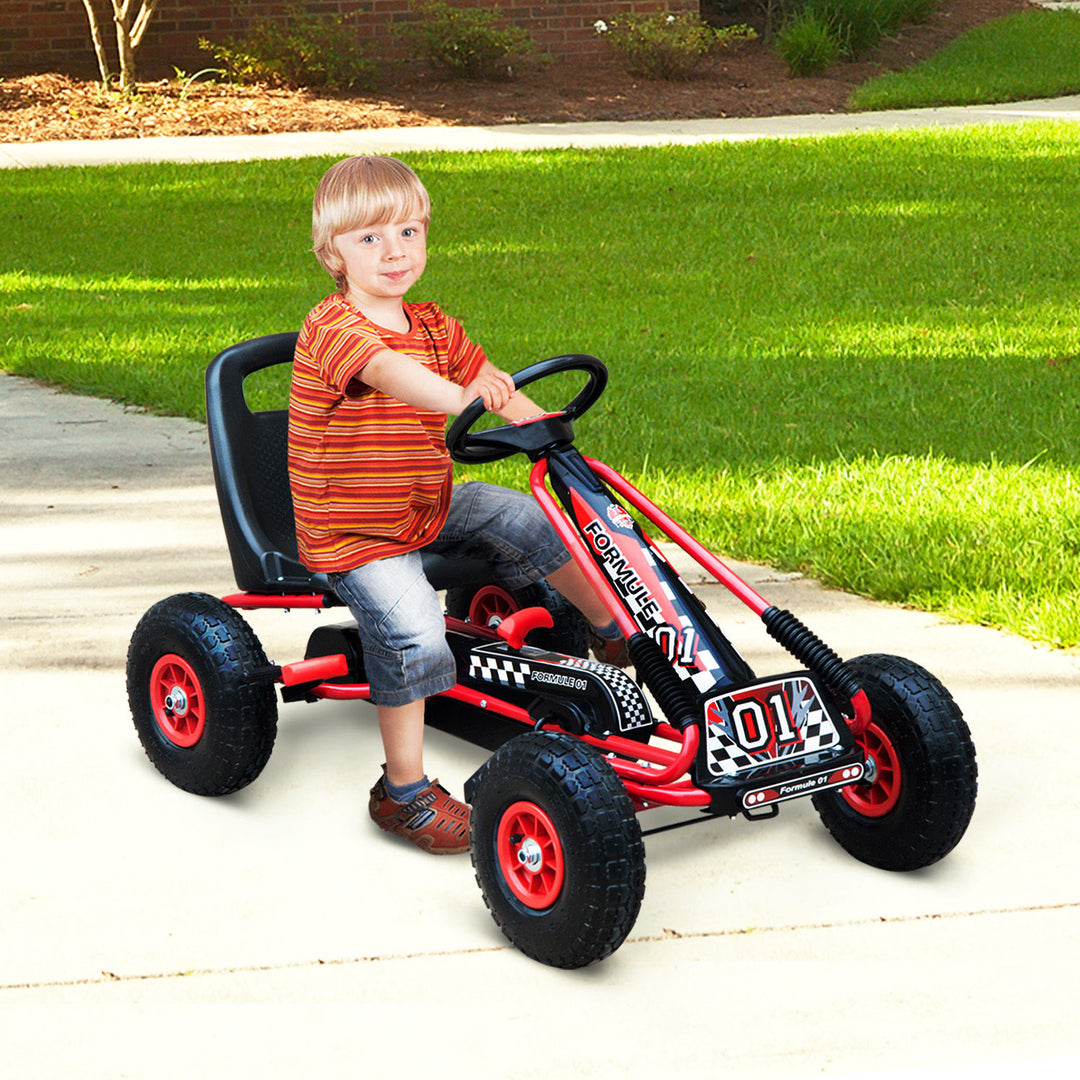 Kids Children Pedal Go Kart Cart Air Inflatable Tyres Motor Racing Style Suitable for 3 to 8 Years