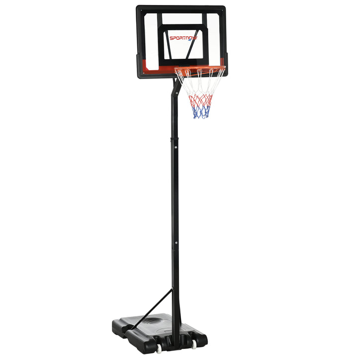 2.1-2.6m Adjustable Basketball Hoop and Basketball Stand w/ Sturdy Backboard and Weighted Base, Portable on Wheels