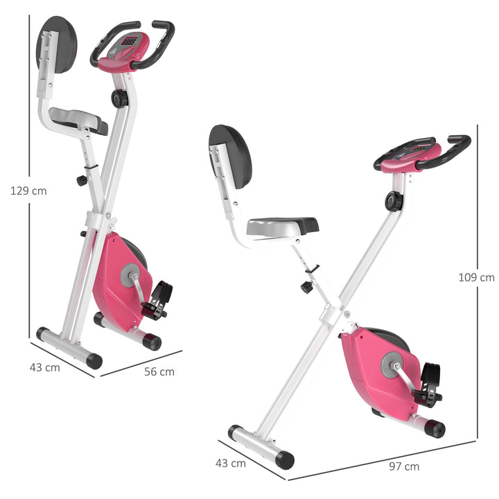 HOMCOM Magnetic Resistance Exercise Bike Foldable w/ LCD Monitor Adjustable Seat Heart Rate Monitors Foot Pads Home Office Fitness Training Workout