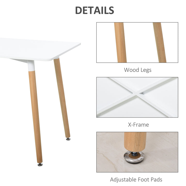Scandinavian Style Dining Table w/ Wood Legs Adjustable Feet Elegant Home Office Dining Clean Stylish White