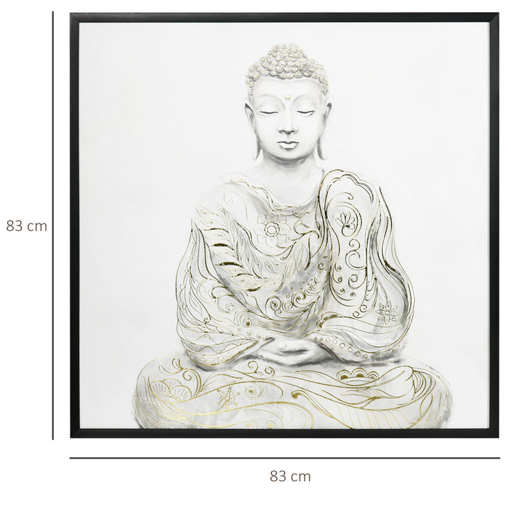 Canvas Wall Art Gold Textured Buddha Sit in Meditation, Wall Picture, 83 x 83 cm