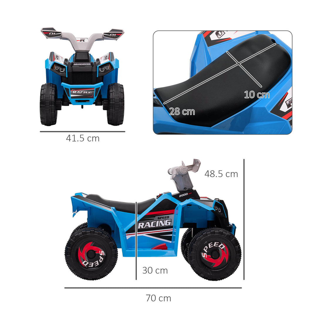 6V Quad Bike with Wear-Resistant Wheels, Forward Backward Function, for Ages 18-36 Months, Blue