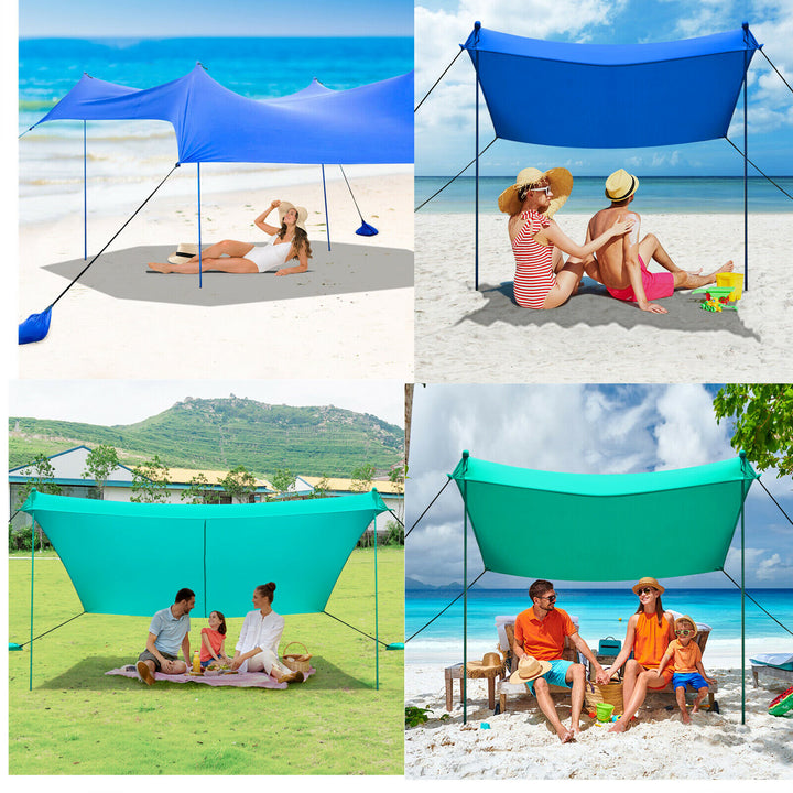 Portable Sunshade Canopy Waterproof Tent UPF 50 + UV 4 Sandbags-Blue