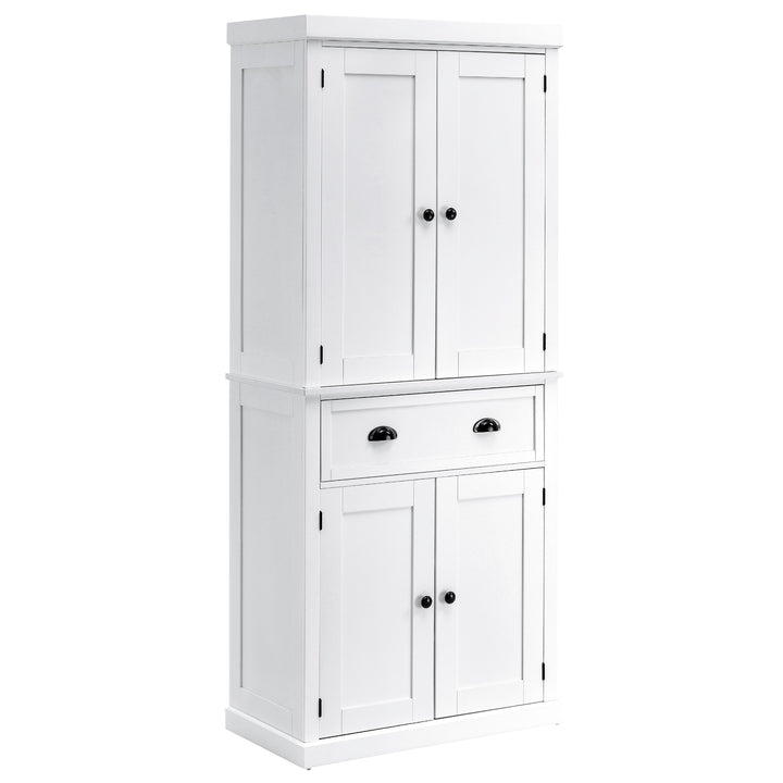 Traditional Colonial Freestanding Kitchen Cupboard Storage Pantry Cabinet - 76L x 40.5W x 184H (cm) White