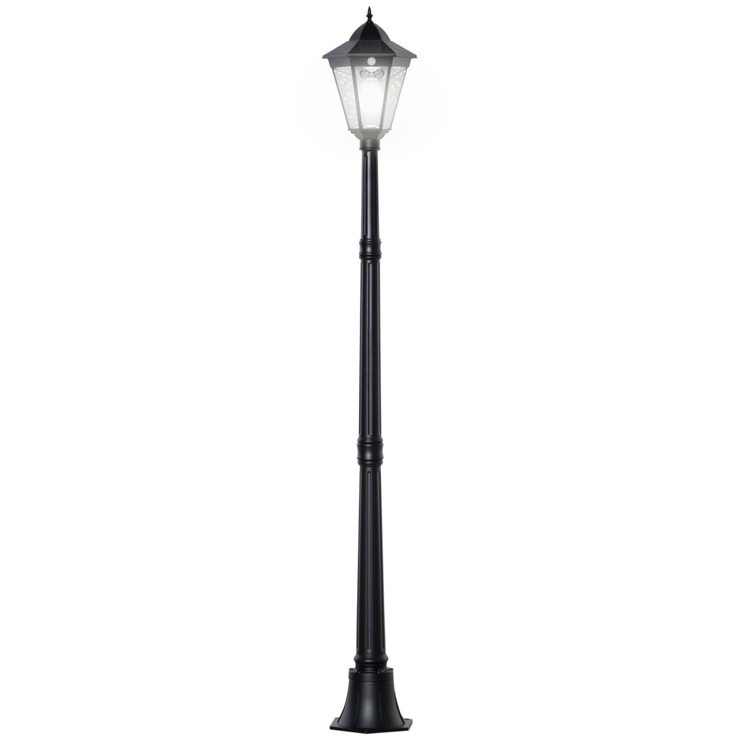 Garden Lamp Post, Outdoor Lantern Lamp with Aluminium Frame, Black