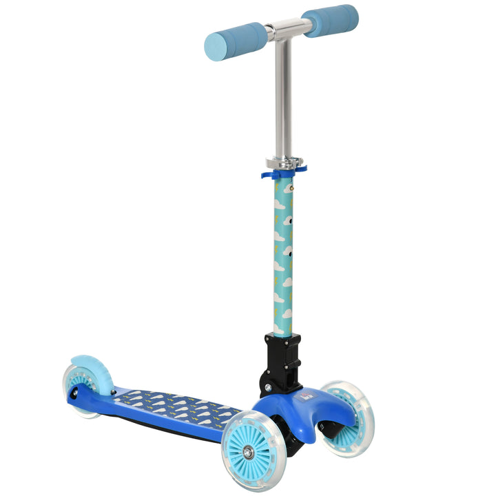 Scooter for Kids Toddler Foldable Kick Scooter with 3 Wheel Adjustable Height Flashing Wheels for Boys and Girls 3-8 Years Blue