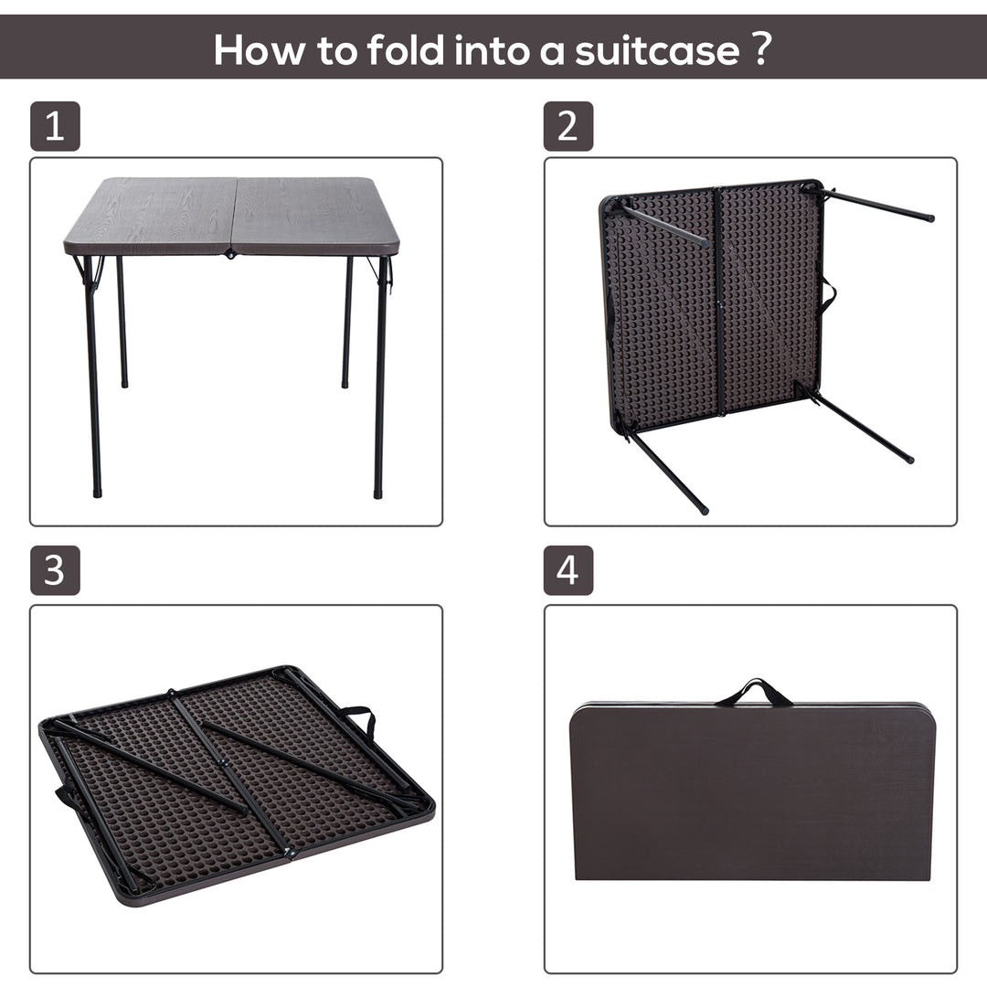 Folding Camping Table for Outdoor Events Garden Camping BBQ Party, 86Lx86Wx71.5H cm-Black/Brown