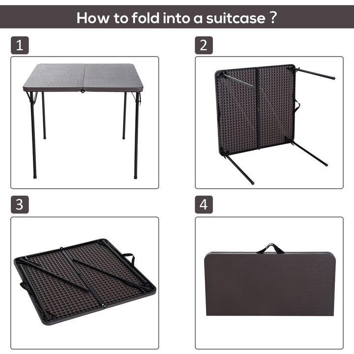 Folding Camping Table for Outdoor Events Garden Camping BBQ Party, 86Lx86Wx71.5H cm-Black/Brown