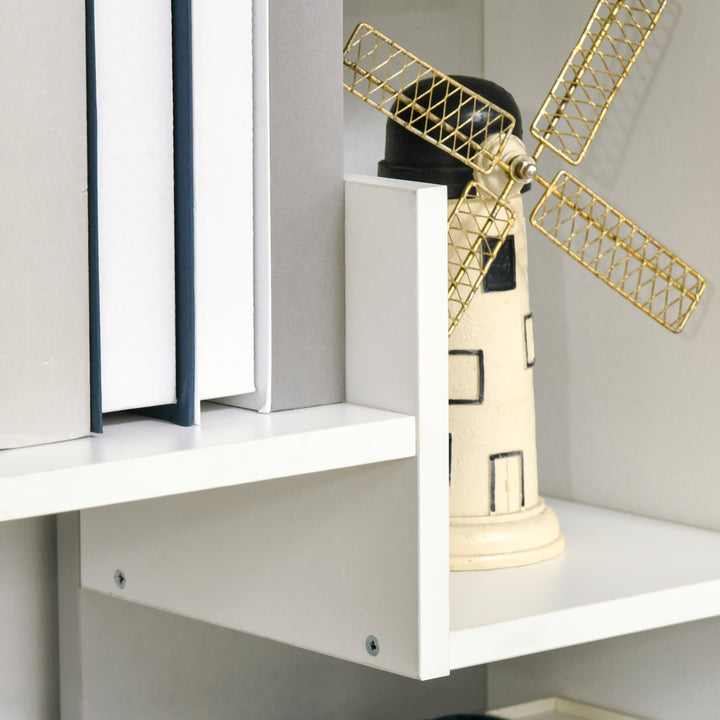 6-Tier Bookshelf, Modern Bookcase with 11 Open Shelves, Freestanding Decorative Storage Shelving for Home Office and Study, White