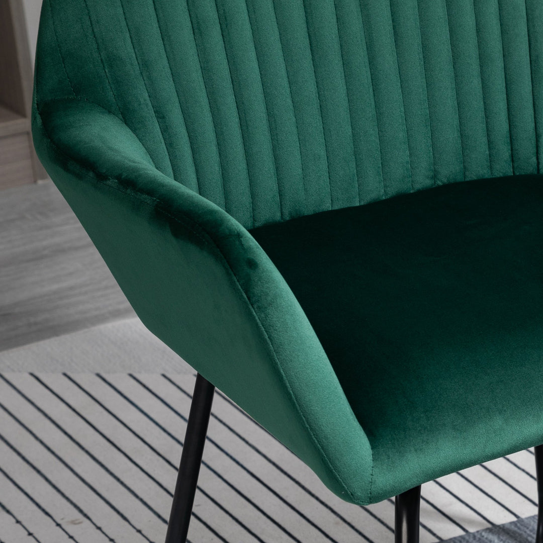 HOMCOM Modern Accent Chair Velvet-Touch Fabric Upholstered Lounge Armchair with Metal Base, Green