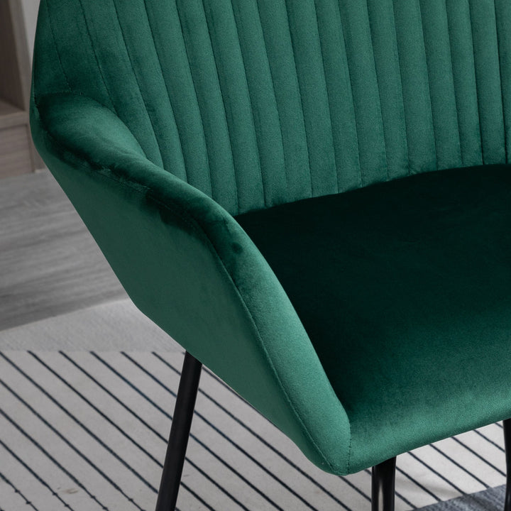 HOMCOM Modern Accent Chair Velvet-Touch Fabric Upholstered Lounge Armchair with Metal Base, Green