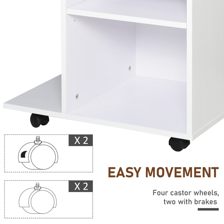 Vinsetto Mobile Printer Stand Rolling Cart Desk Side with CPU Stand Drawer Adjustable Shelf and Wheels White