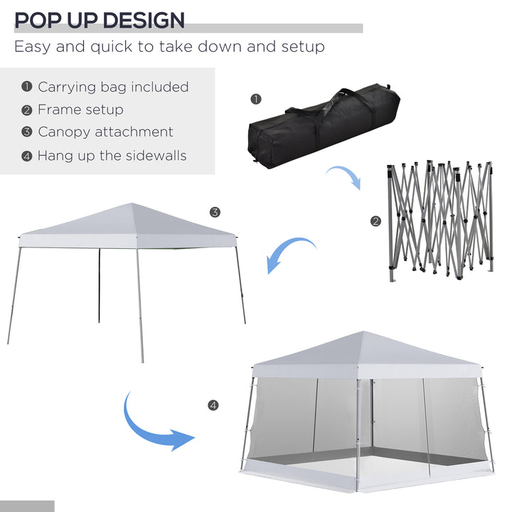 3.6m x 3.6m Pop Up Steel Frame Garden Gazebo White