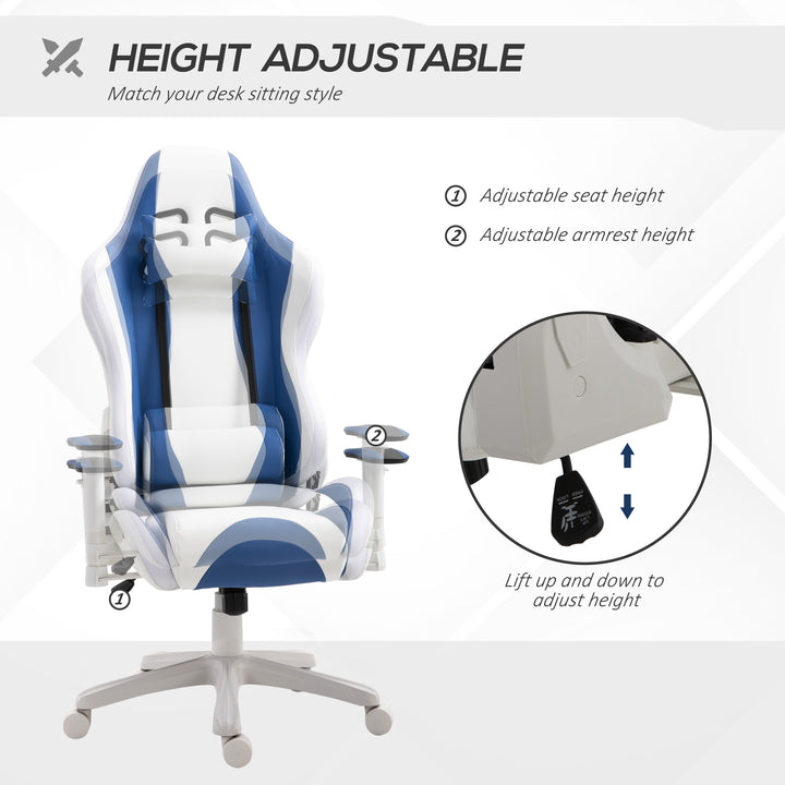 Vinsetto RGB LED Light Gaming Chair, PU Leather Thick Padding, White
