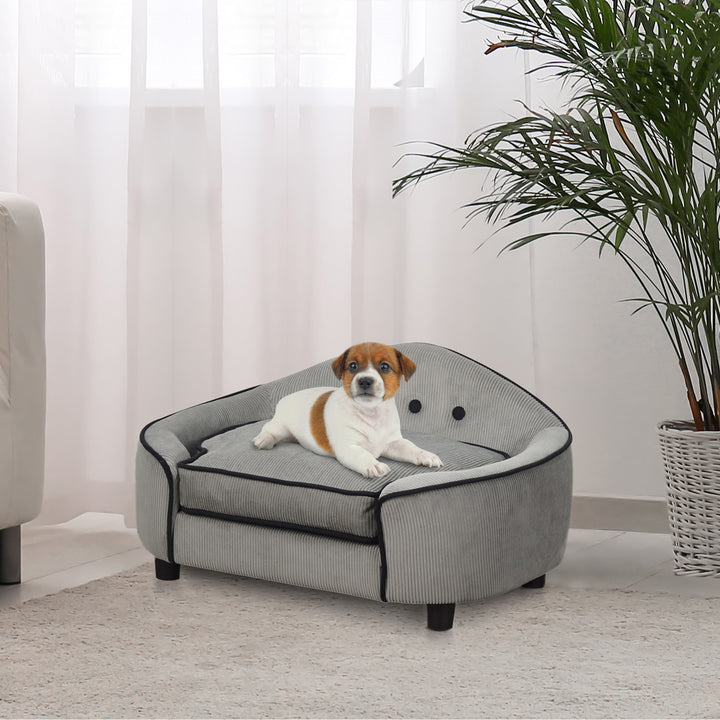 Pet Sofa, with Cushion, Removable Cover, for Small Dogs, Cats - Grey