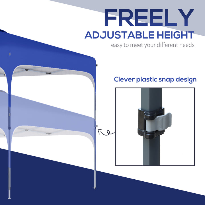 Outsunny 3x3m Pop Up Gazebo Height Adjustable Foldable Canopy Tent w/ Carry Bag, Wheels and 4 Leg Weight Bags, Blue