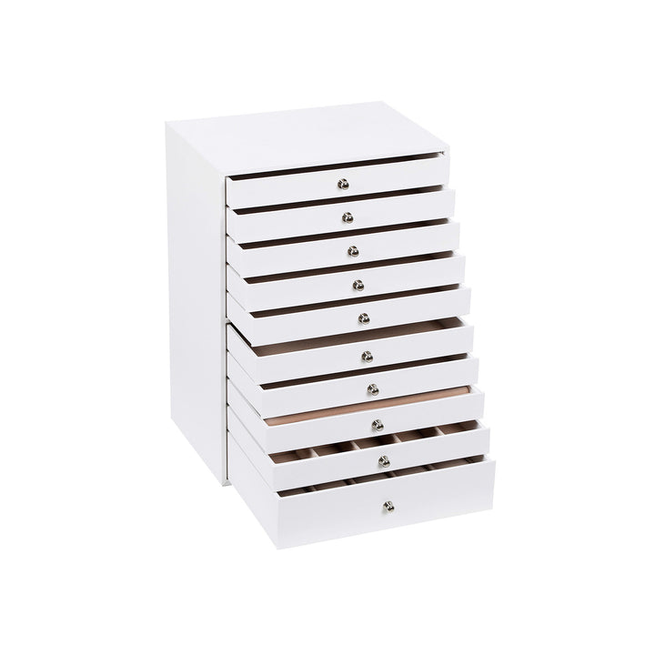 Extra Large Jewellery Box with Drawer- White