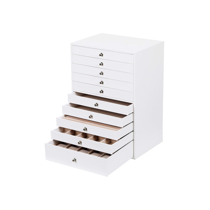 Extra Large Jewellery Box with Drawer- White