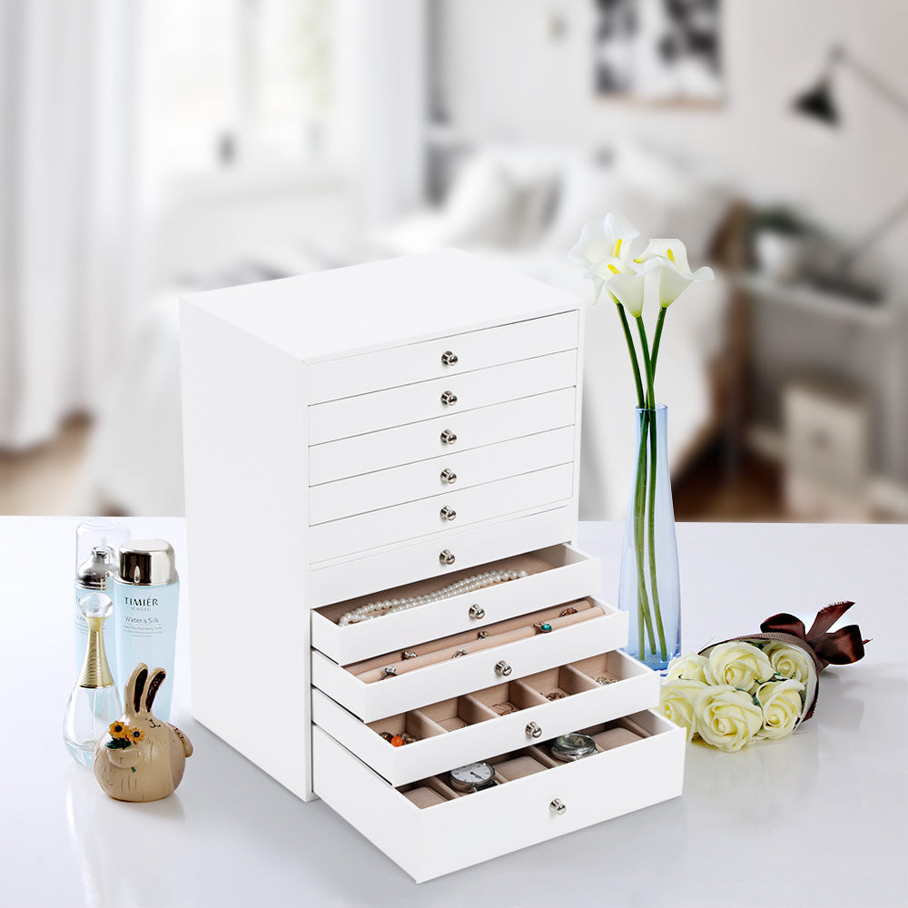 Extra Large Jewellery Box with Drawer- White