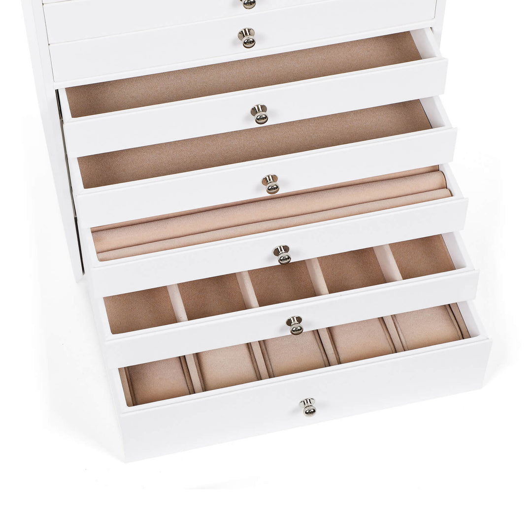 Extra Large Jewellery Box with Drawer- White