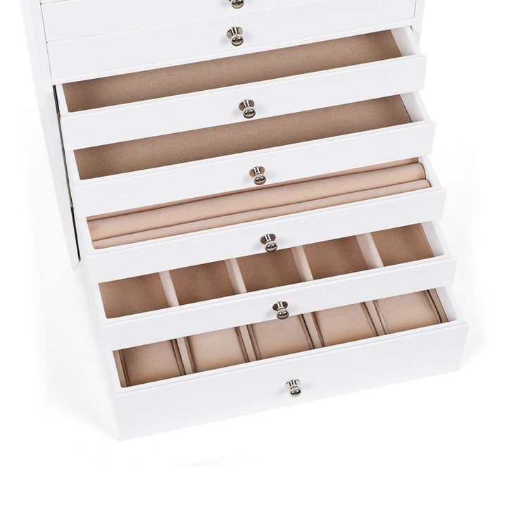 Extra Large Jewellery Box with Drawer- White