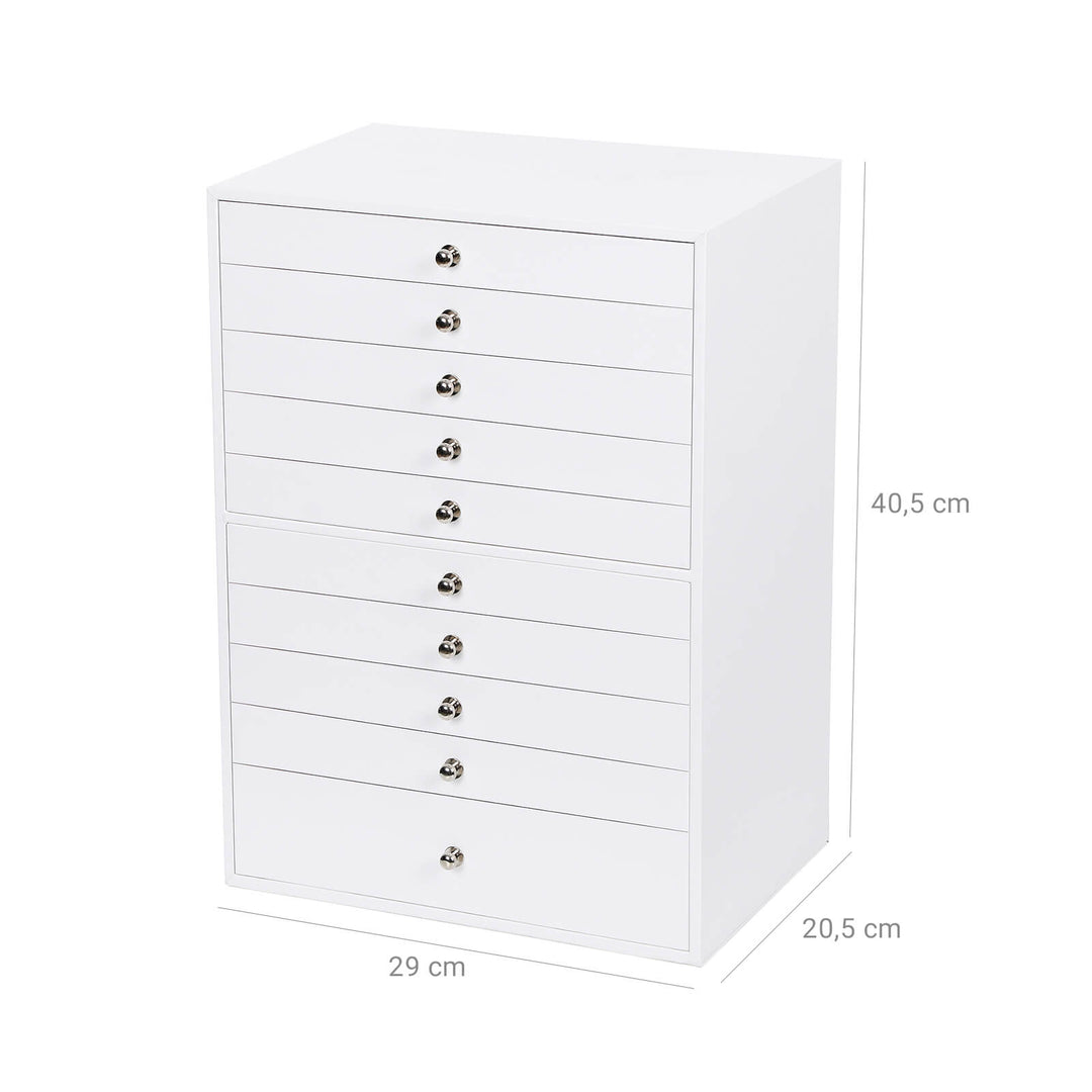 Extra Large Jewellery Box with Drawer- White