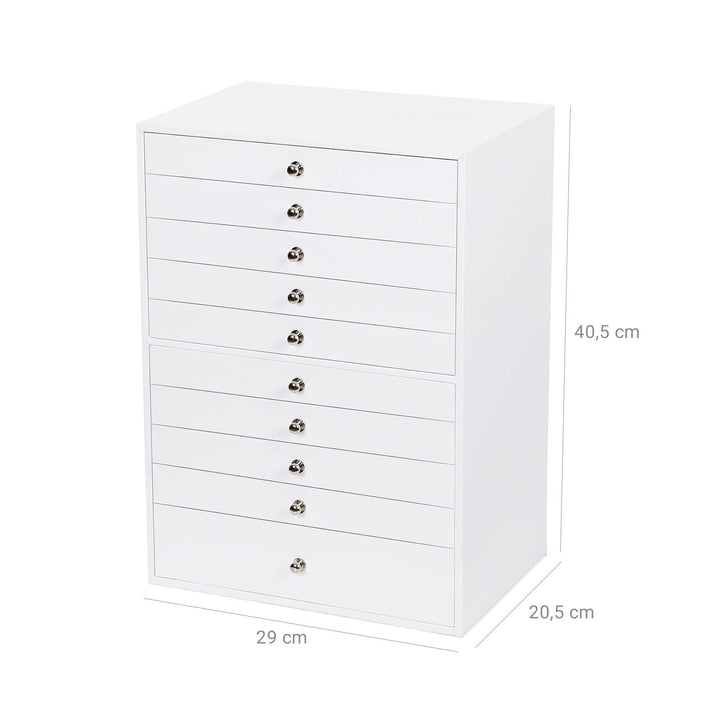 Extra Large Jewellery Box with Drawer- White