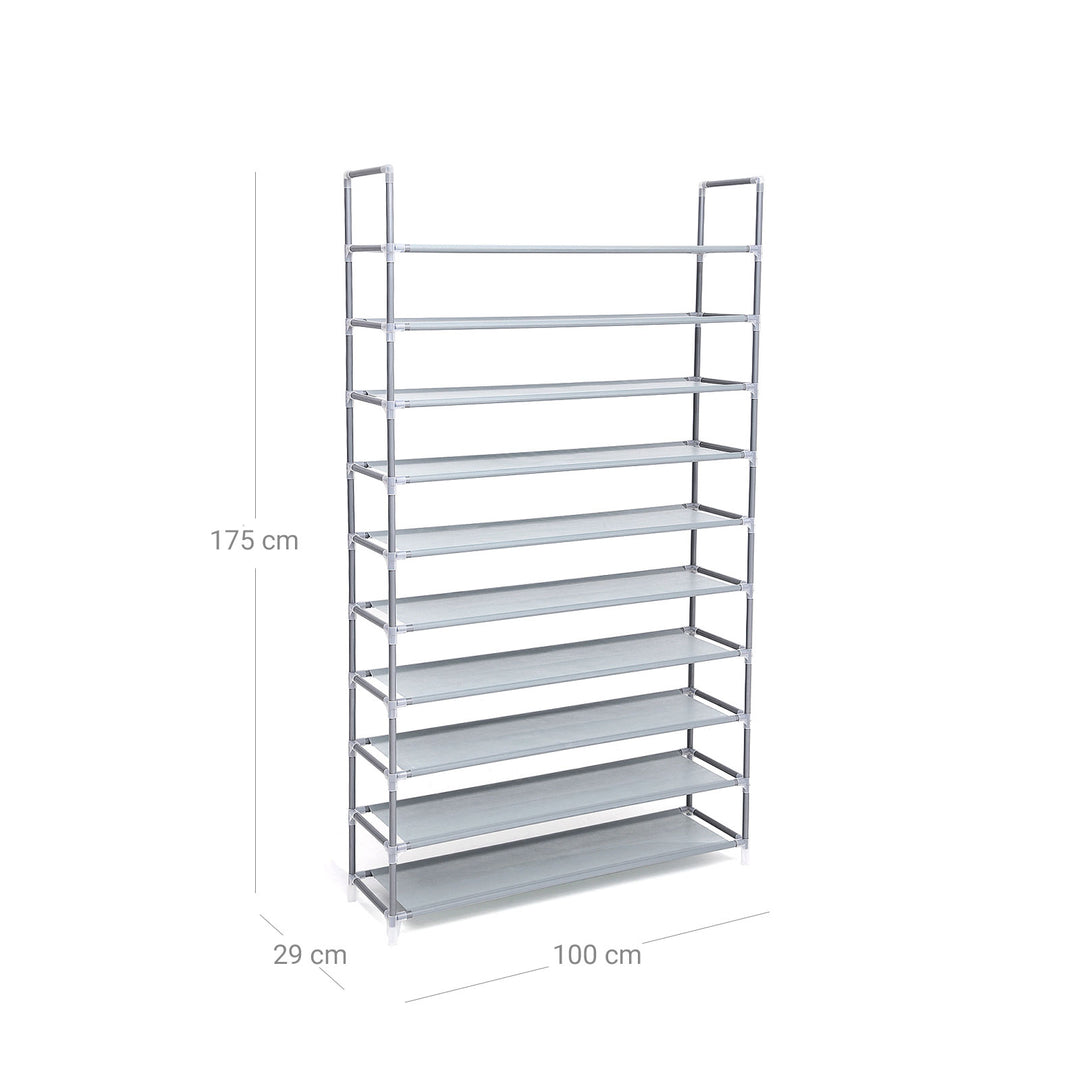 10 Tier Shoe Rack Organiser-Grey