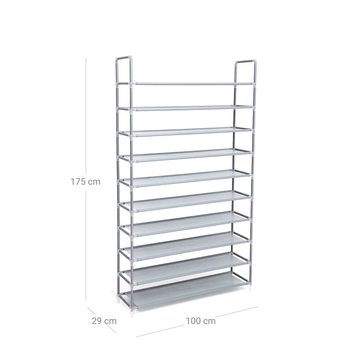 10 Tier Shoe Rack Organiser-Grey