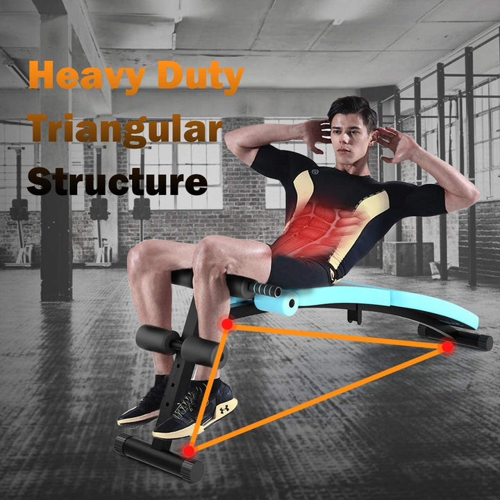 Sit Up Bench, Foldable Abdominal Training Workout with 4 Adjustable Height-Blue