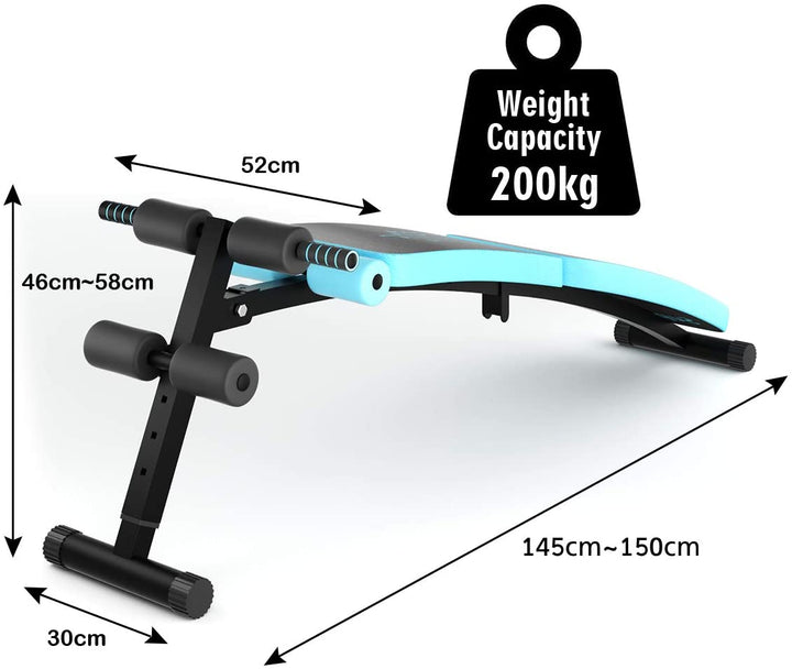 Sit Up Bench, Foldable Abdominal Training Workout with 4 Adjustable Height-Blue
