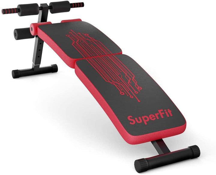 Sit Up Bench, Foldable Abdominal Training Workout with 4 Adjustable Height-Red