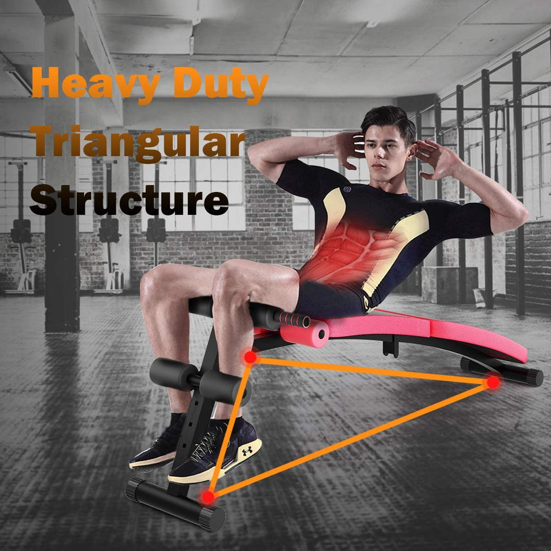 Sit Up Bench, Foldable Abdominal Training Workout with 4 Adjustable Height-Red