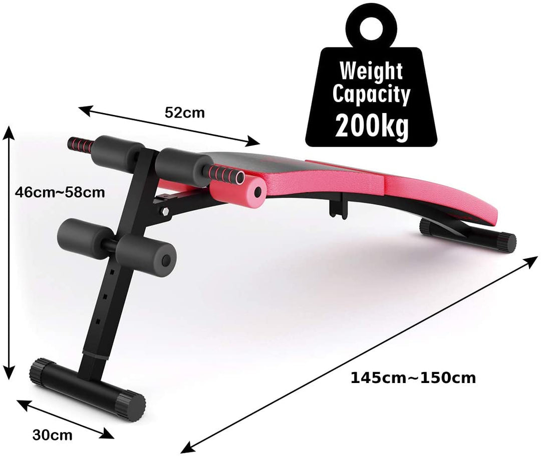 Sit Up Bench, Foldable Abdominal Training Workout with 4 Adjustable Height-Red