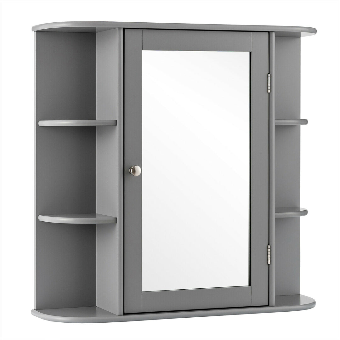 3-Tier Mirrored Wall Mounted Bathroom Cabinet-Grey