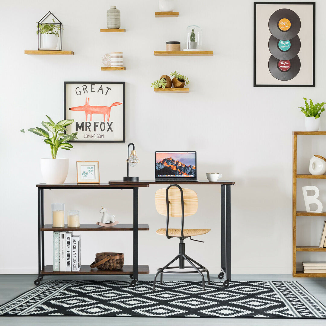 Walnut 360° Rotating Computer Desk