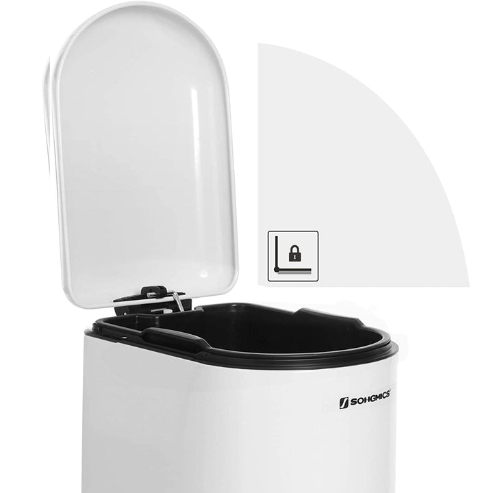 White Small Trash Can with Lid &amp; Step