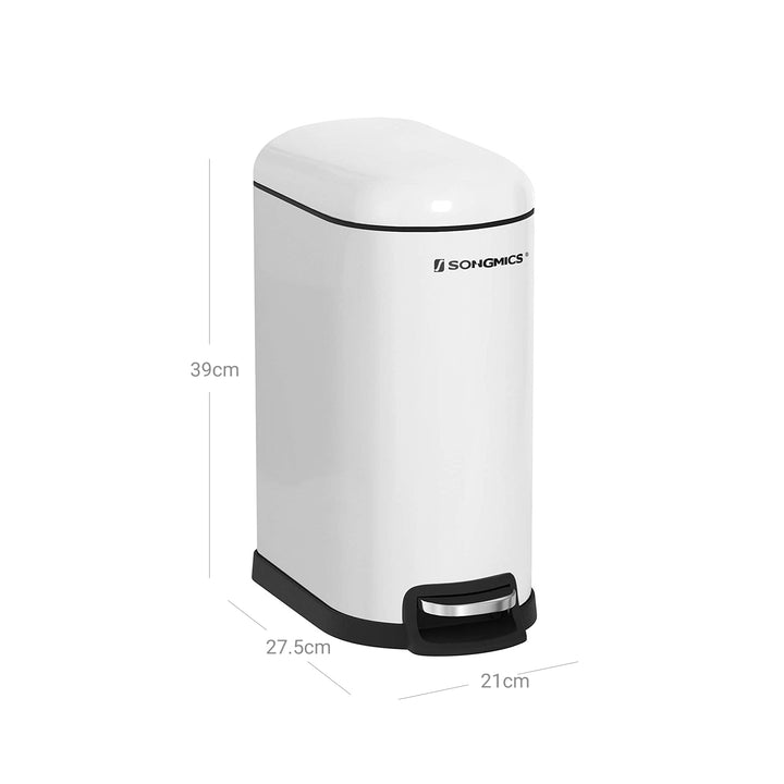 White Small Trash Can with Lid &amp; Step